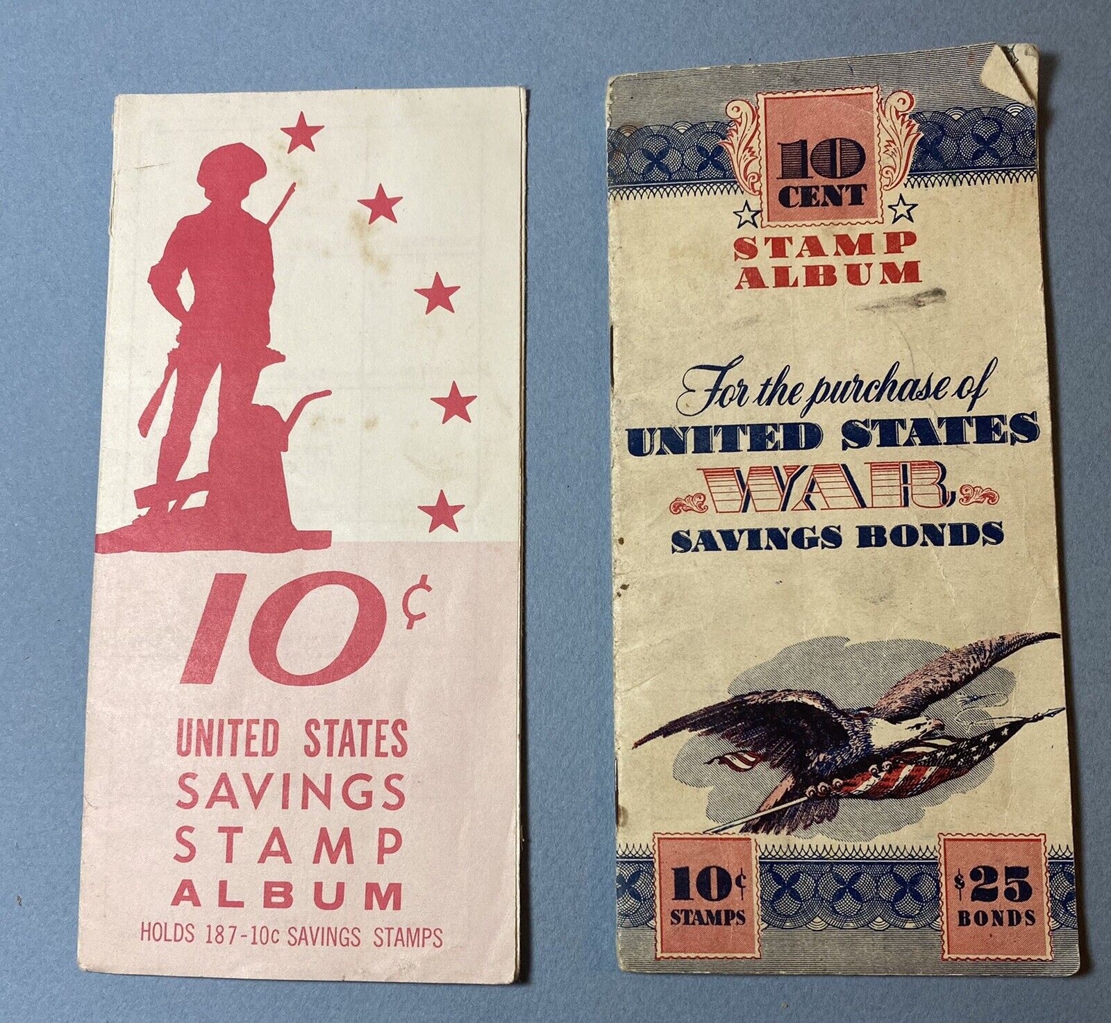 Vintage Pair of United States Ww2 War Bond Stamp Albums 10 Cents