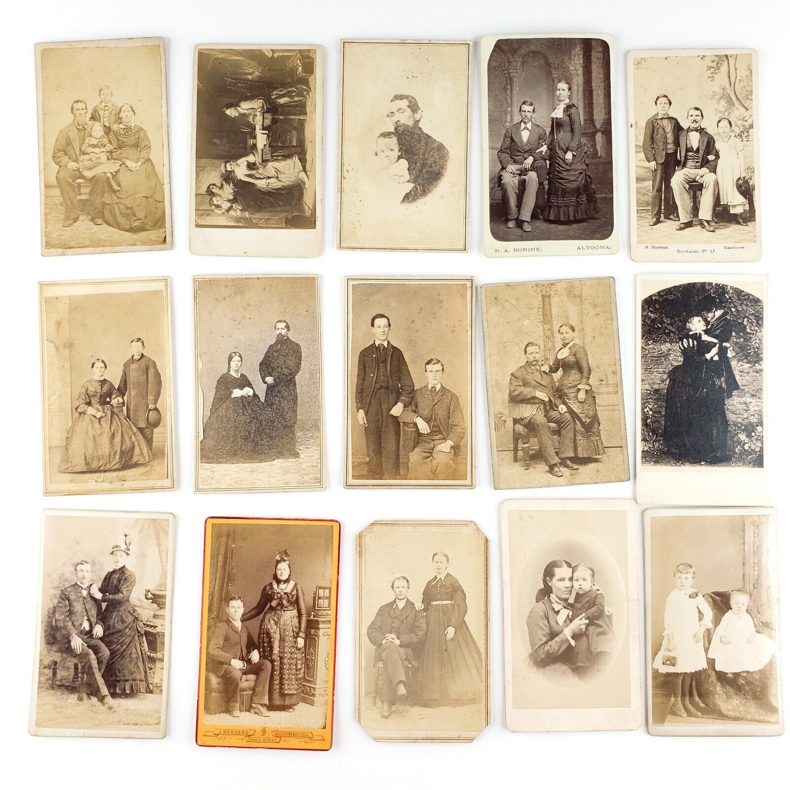 CDV Photo Lot of 15 Family Groups | Including Antique Album Filler Cards B3242