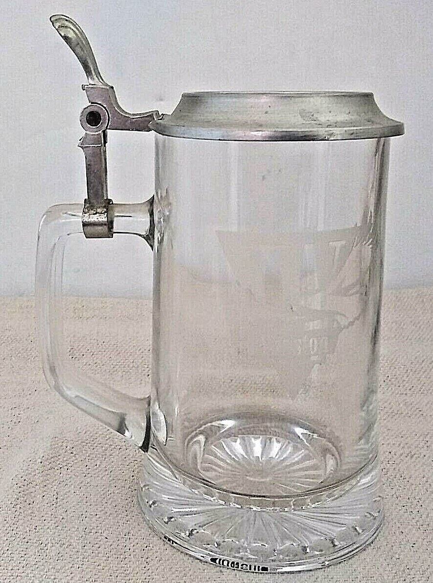 COOL VINTAGE WINSTON CIGARETTES BEER STEIN CLEAR GLASS MADE IN SLOVENIA