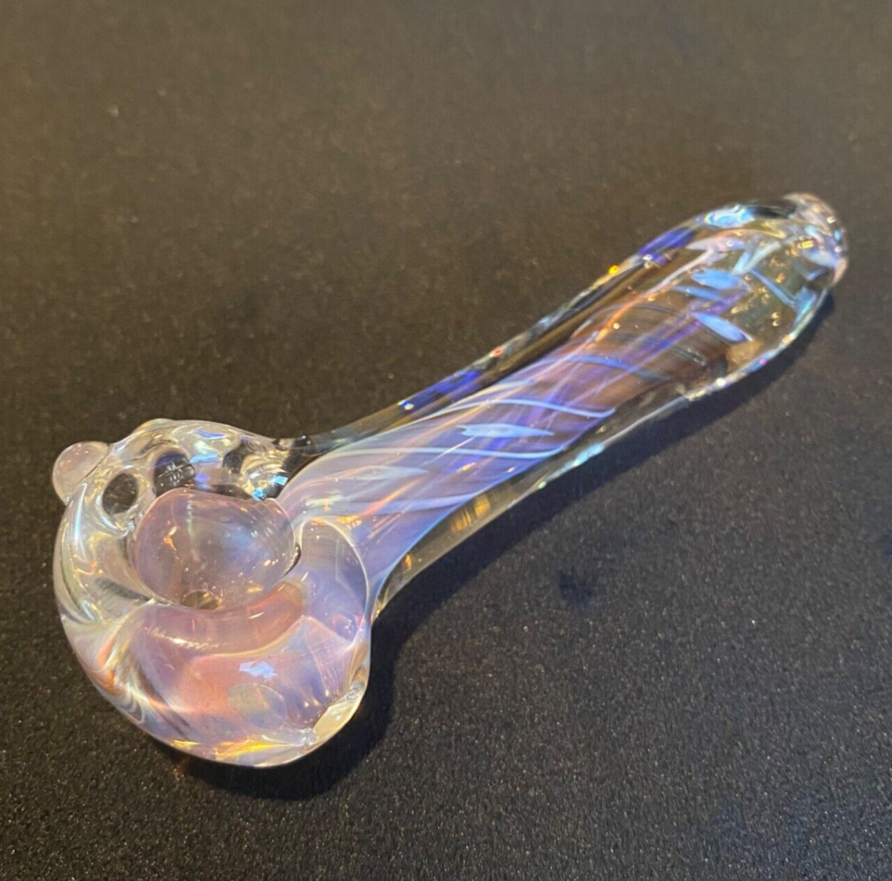 Hand Blown  Glass  Pipe with Black Light Sensitive Color