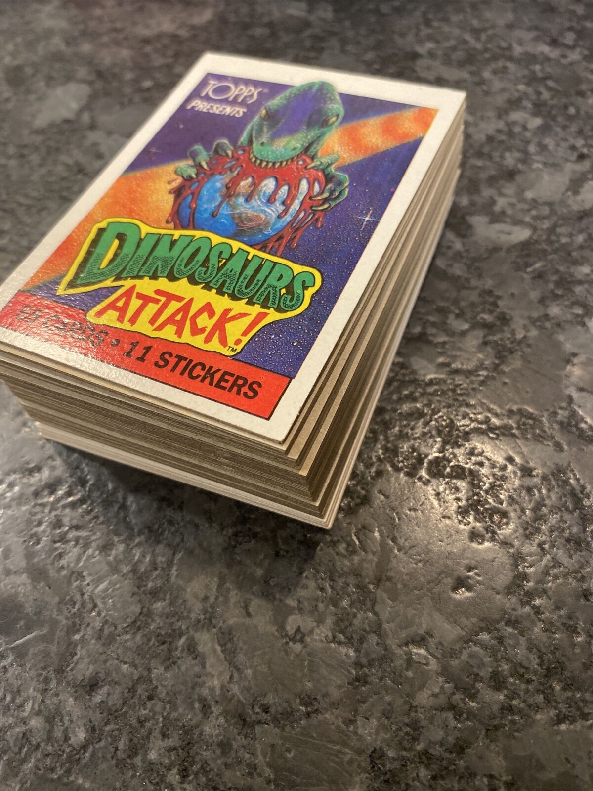 Topps 1988 Dinosaurs Attack, Sick Set  Glad Dino’s Extinct 55/11 Cards Stickr