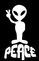 alien peace sign ufo funny vinyl car decal bumper sticker 337