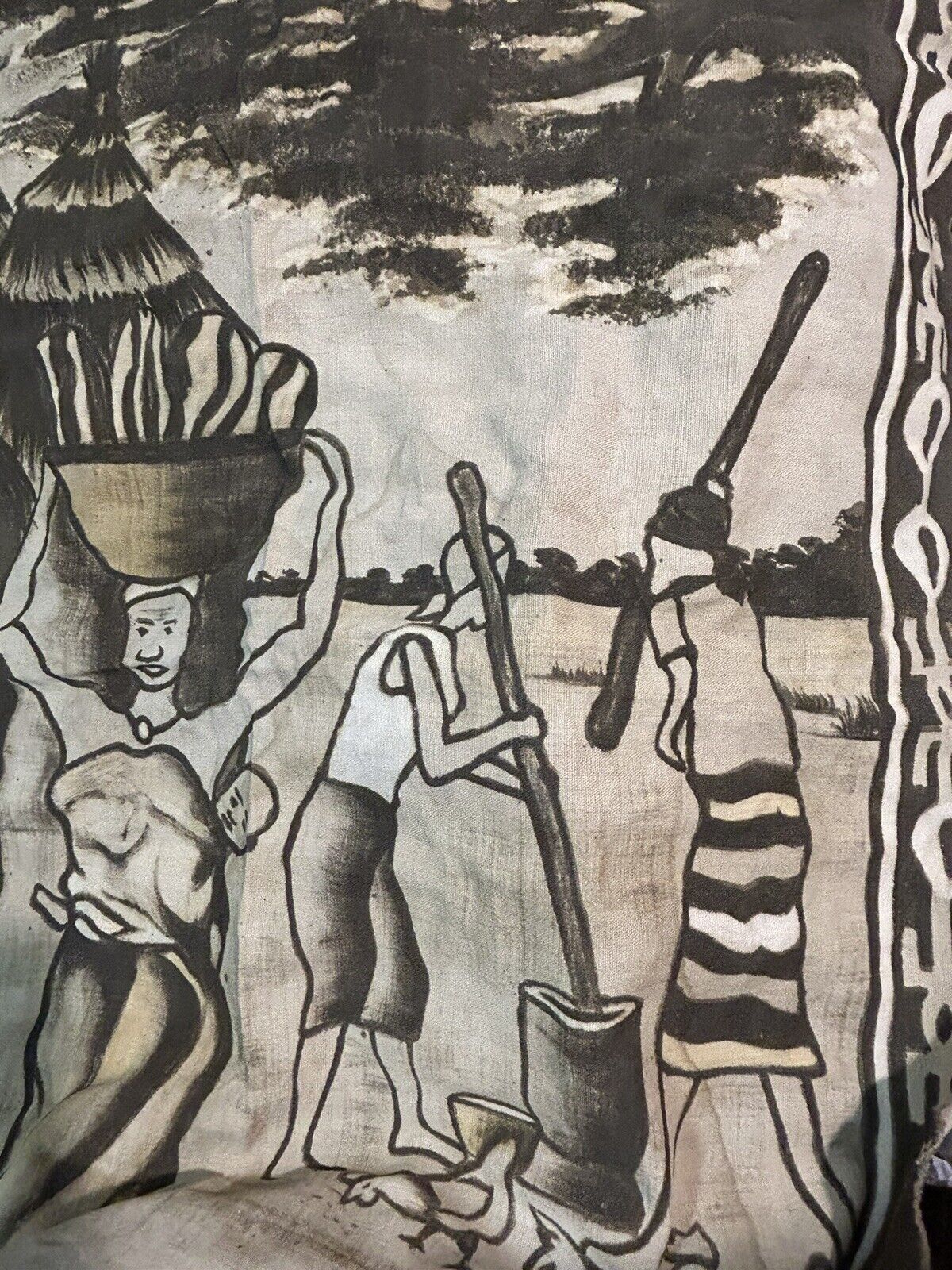African Mud Cloth Painting Senufo Korhogo Primitive Art Tapestry Textile 20x28”
