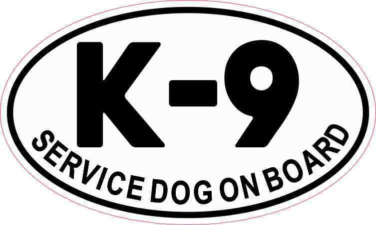 5in x 3in Oval K-9 Service Dog on Board Sticker Car Truck Vehicle Bumper Decal