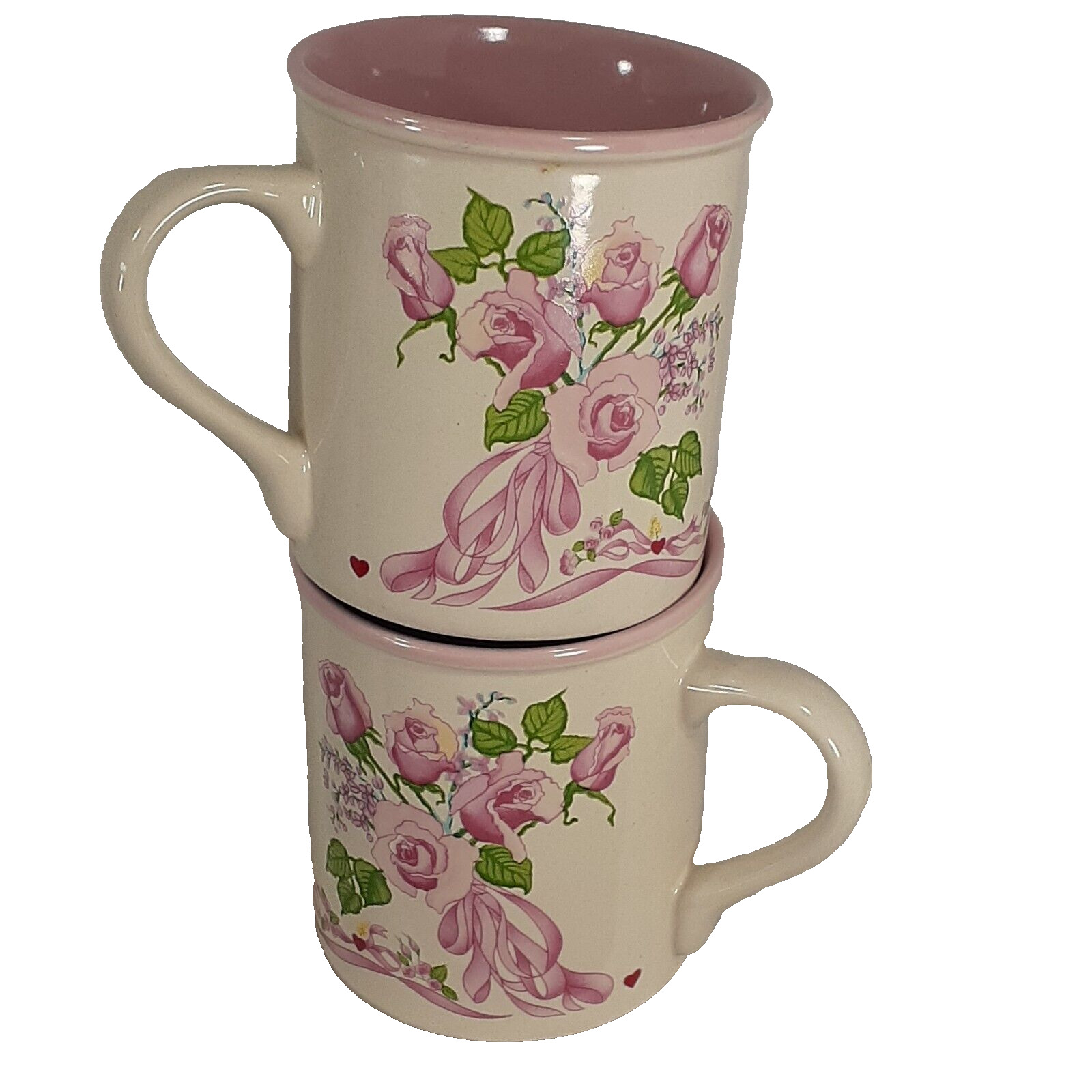 Two Coffee Tea Mugs The Company of Choice Potpourri Press 1987 Cups Pink Roses