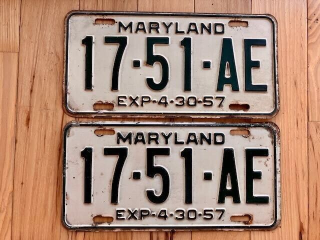 Pair of 1957 Maryland License Plates