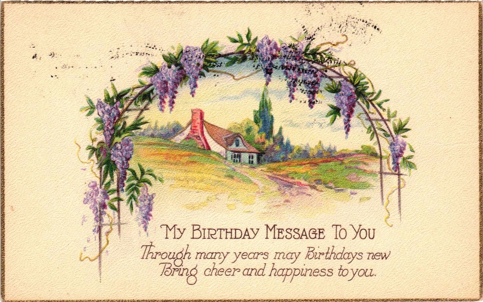 Vintage Postcard- My Birthday Message to You.