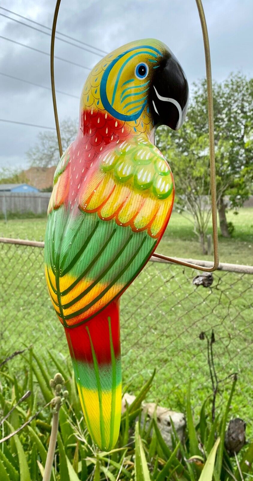 XLg Talavera Parrot Bird Animal Ceramic Mexican Pottery Hanging Patio 21\