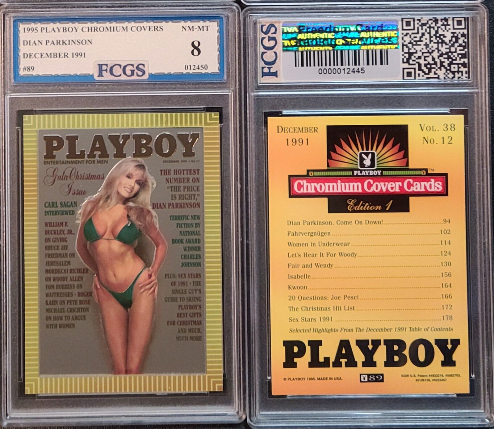 1995 Playboy Chromium Covers Dian Parkinson #89 Graded FCGS 8 NM-MT
