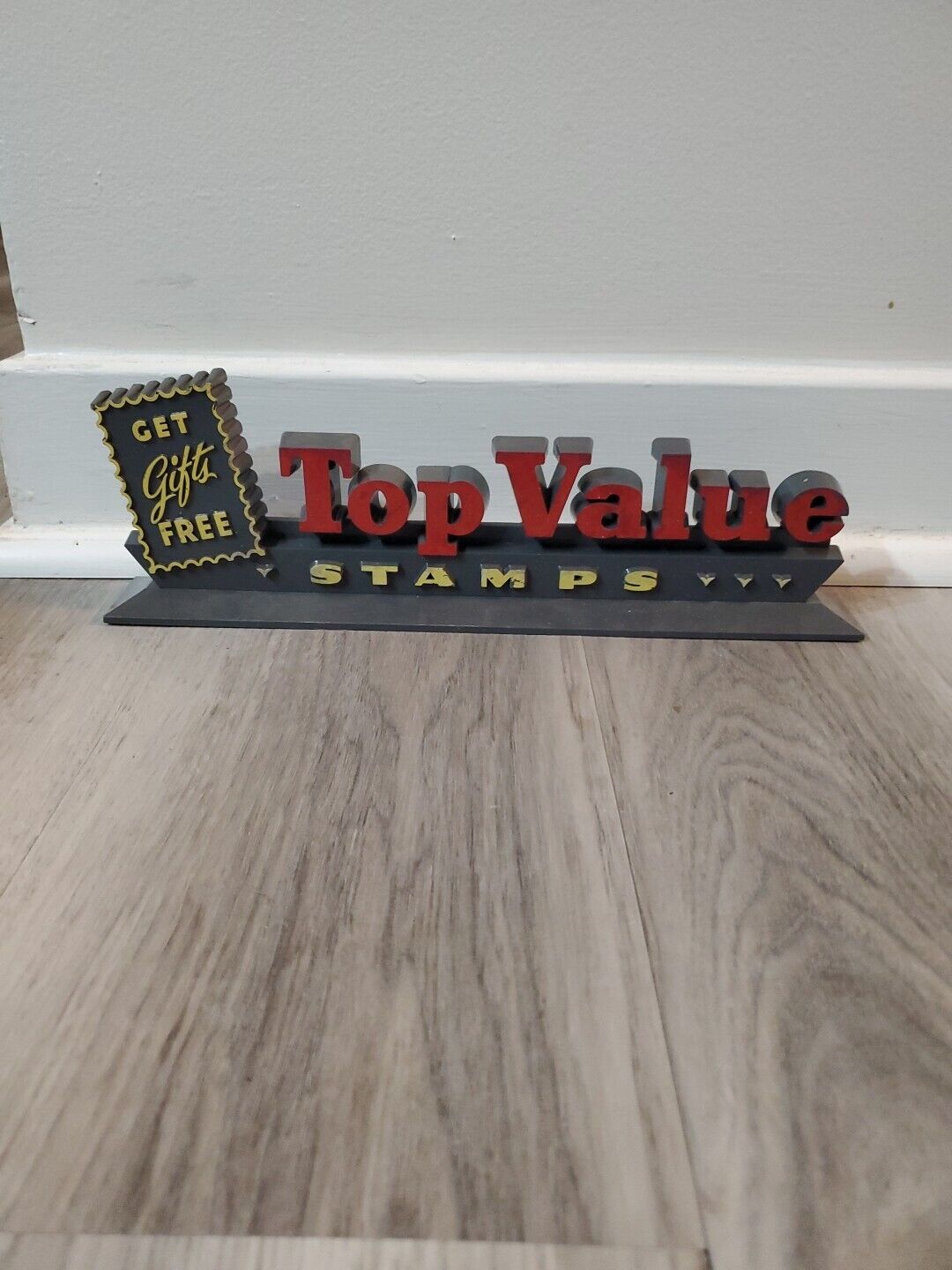 c.1960s Original Vintage Top Value Stamps Sign Store Display Free Gifts Grocery 