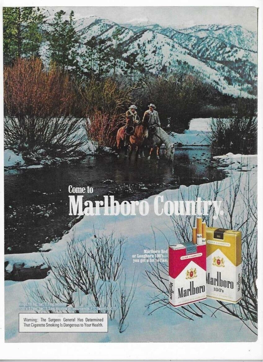 1977 Come To Marlboro Country Red Longhorns Vintage Print Tobacco Advertisement