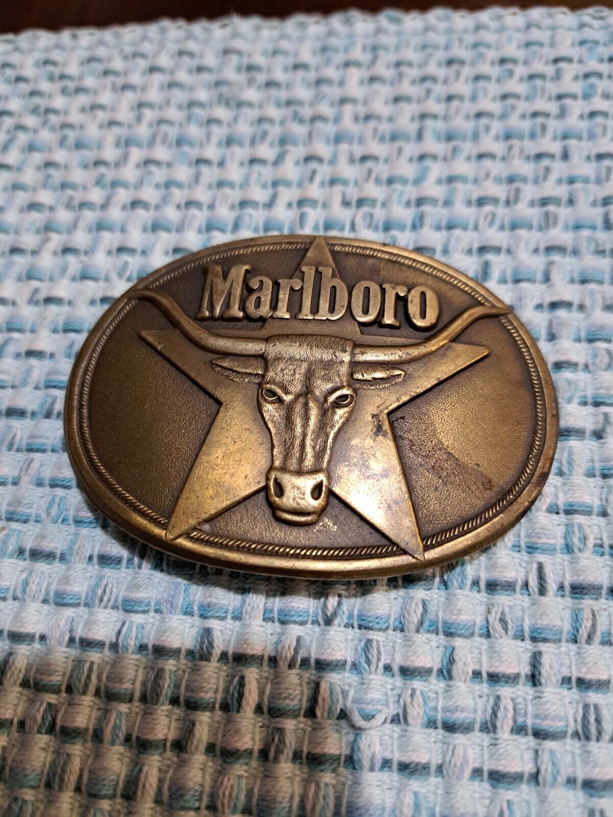Vintage solid brass 1987 Marlboro Beltbuckle Phillip Morris Inc