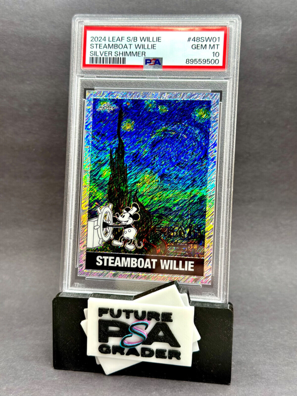 PSA 10 Starry Night Steamboat Willie Silver Shimmer 22/50 Mickey Mouse Leaf