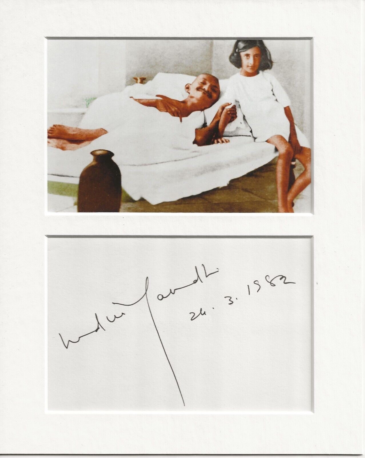 Indira Gandhi prime minister signed genuine authentic autograph signature AFTAL