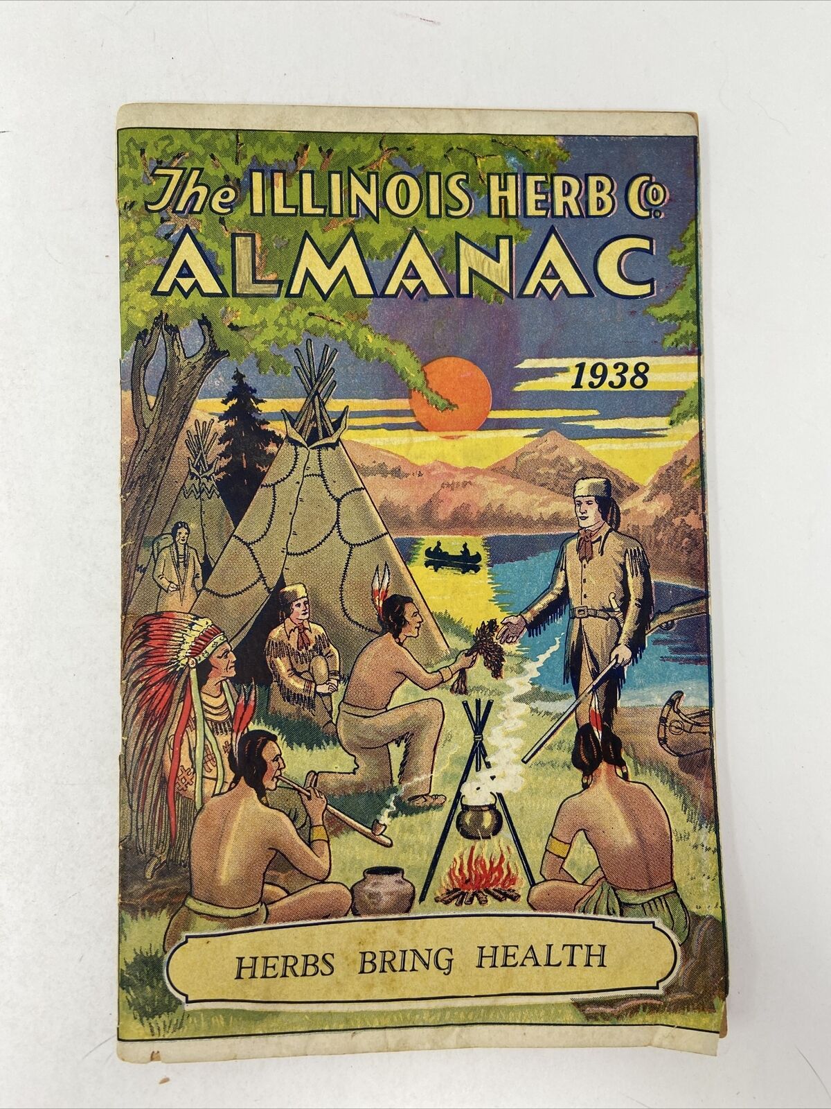 1938 The Illinois Herb Co. Almanac Vintage Print Ads Astrology Native American