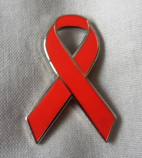 *NEW* Cardiac Arrest Awareness red ribbon enamel badge / brooch. Charity.
