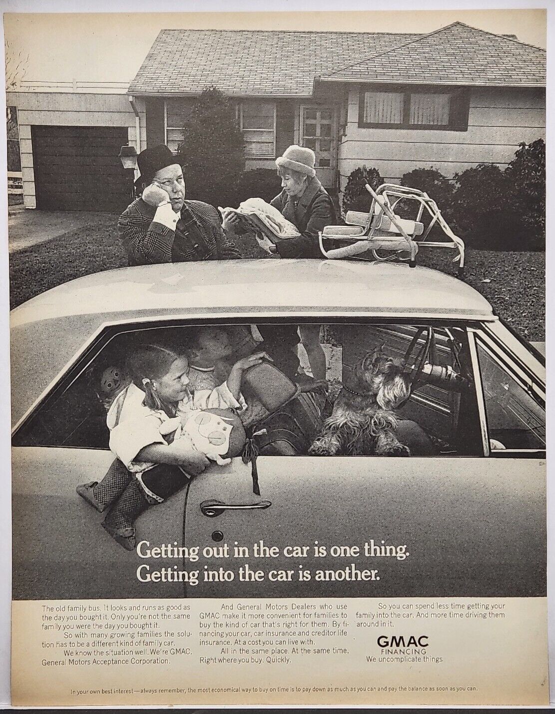 1972 GMAC Financing Frustrated Dad Getting Out In The Car Is One Thing Print Ad