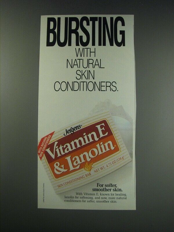 1991 Jergens Vitamin E & Lanolin Skin Conditioning Bar Ad