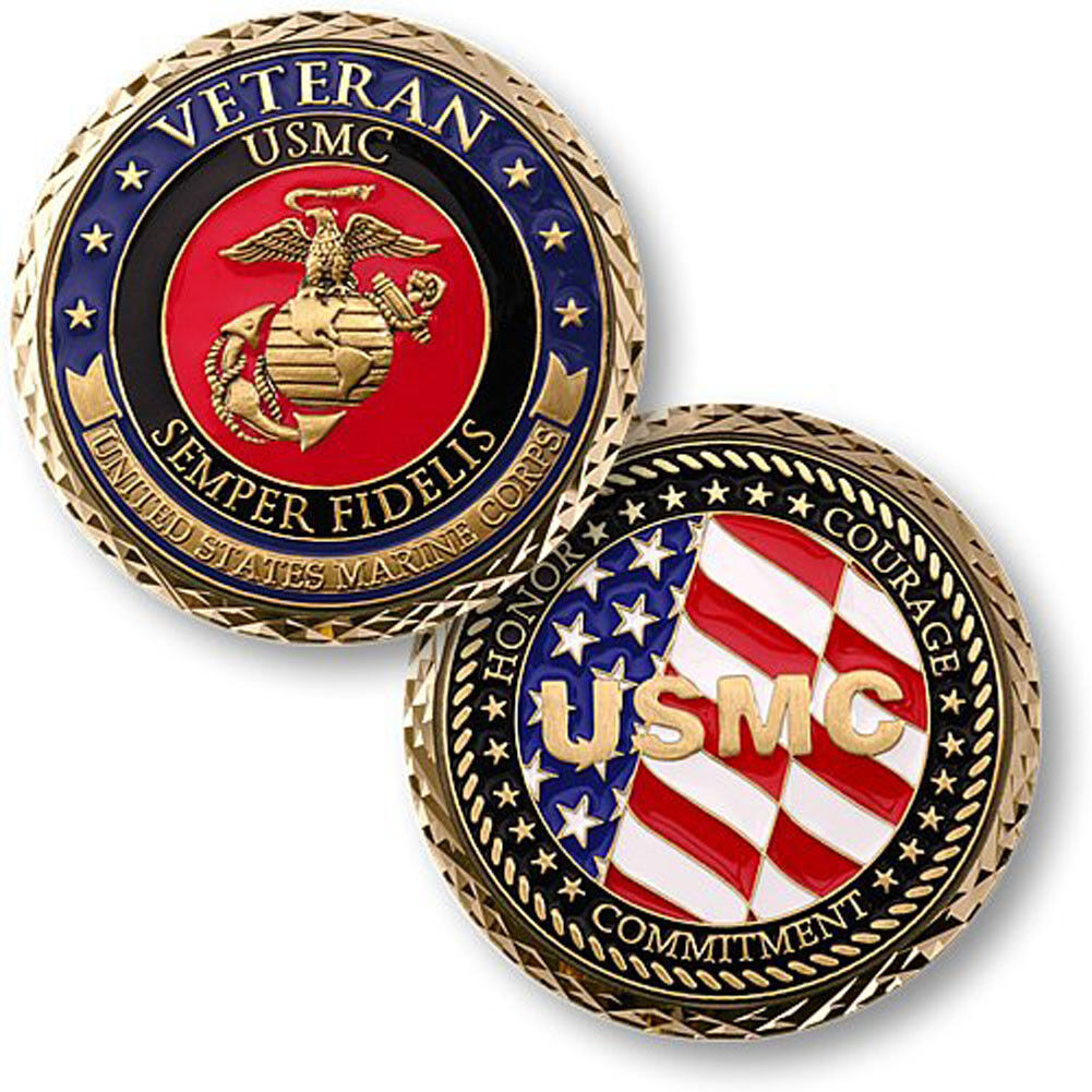 NEW USMC U.S. Marine Corps Veteran Semper Fidelis Challenge Coin .