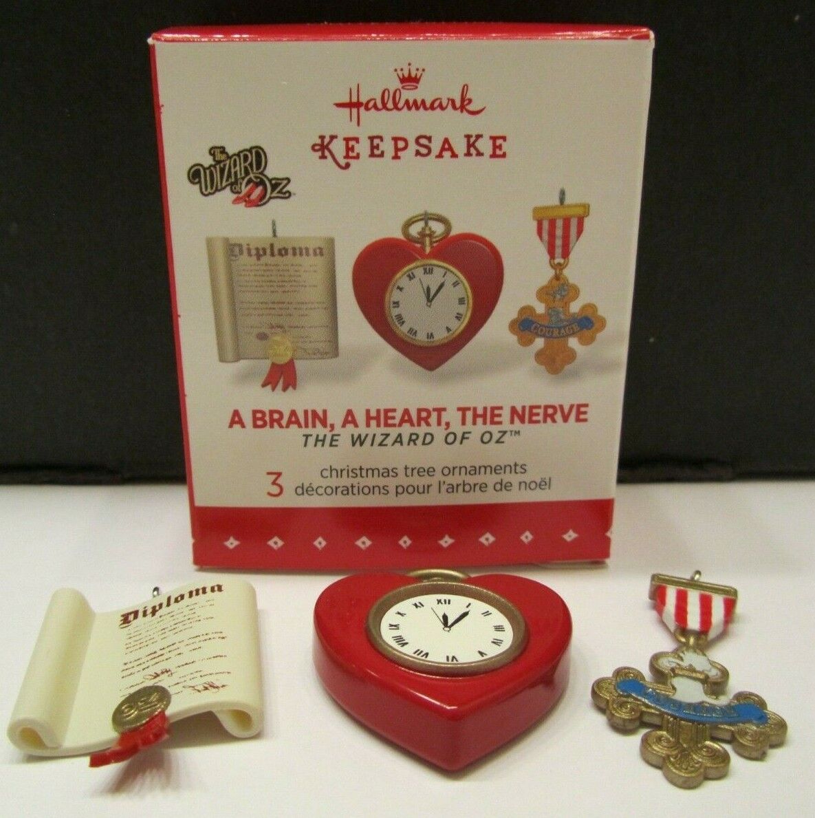 2015 Hallmark Wizard of Oz - A Brain, A Heart, The Nerve Miniature Ornament Set