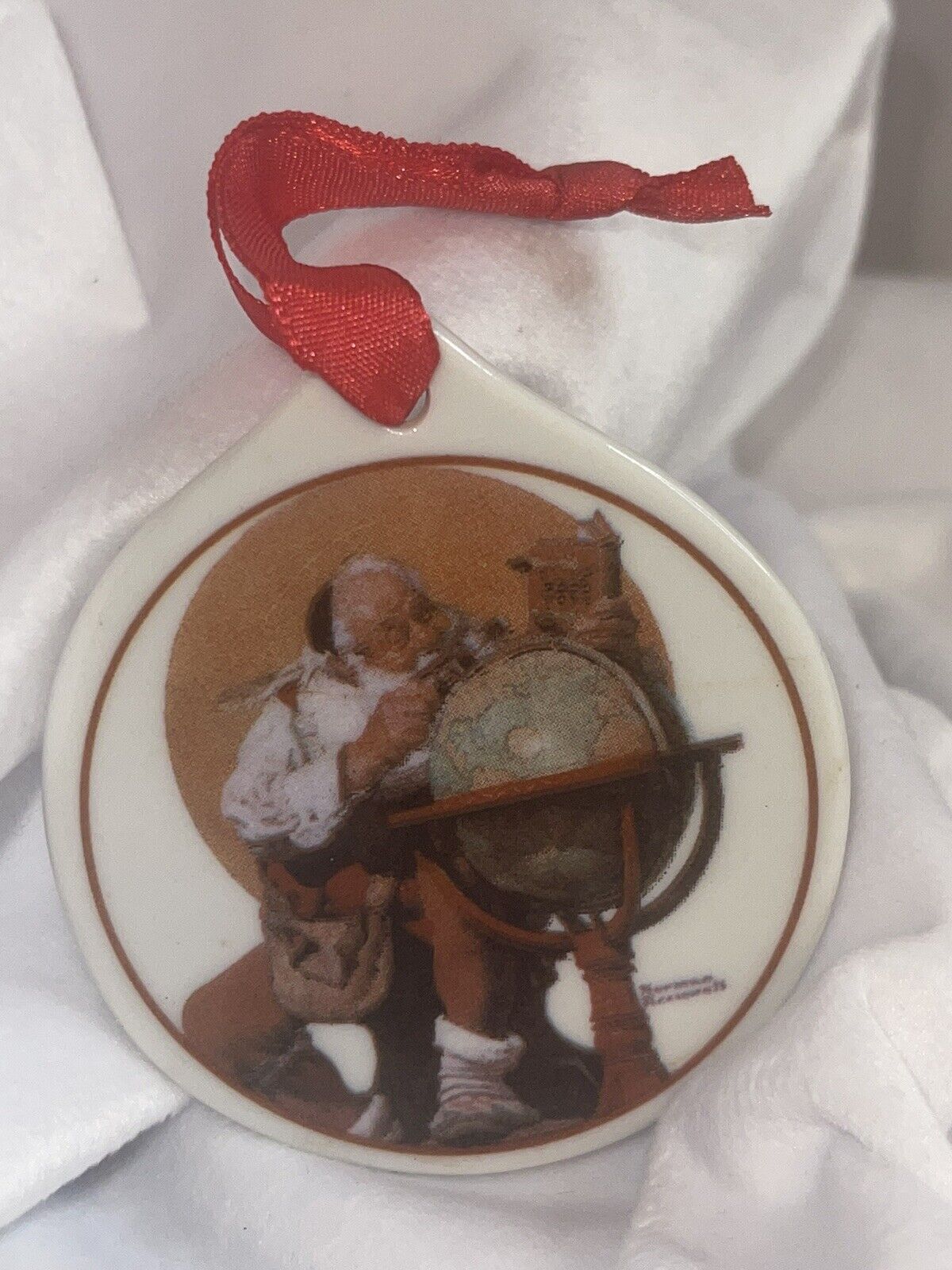 Vintage 1995 JC Penney Norman Rockwell Christmas Ornament - Santa At The Globe