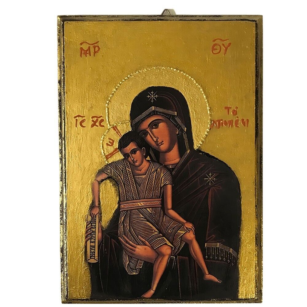 Greek Orthodox Icon of Virgin Mary Axion Esti / Panagia / Mother Of God 