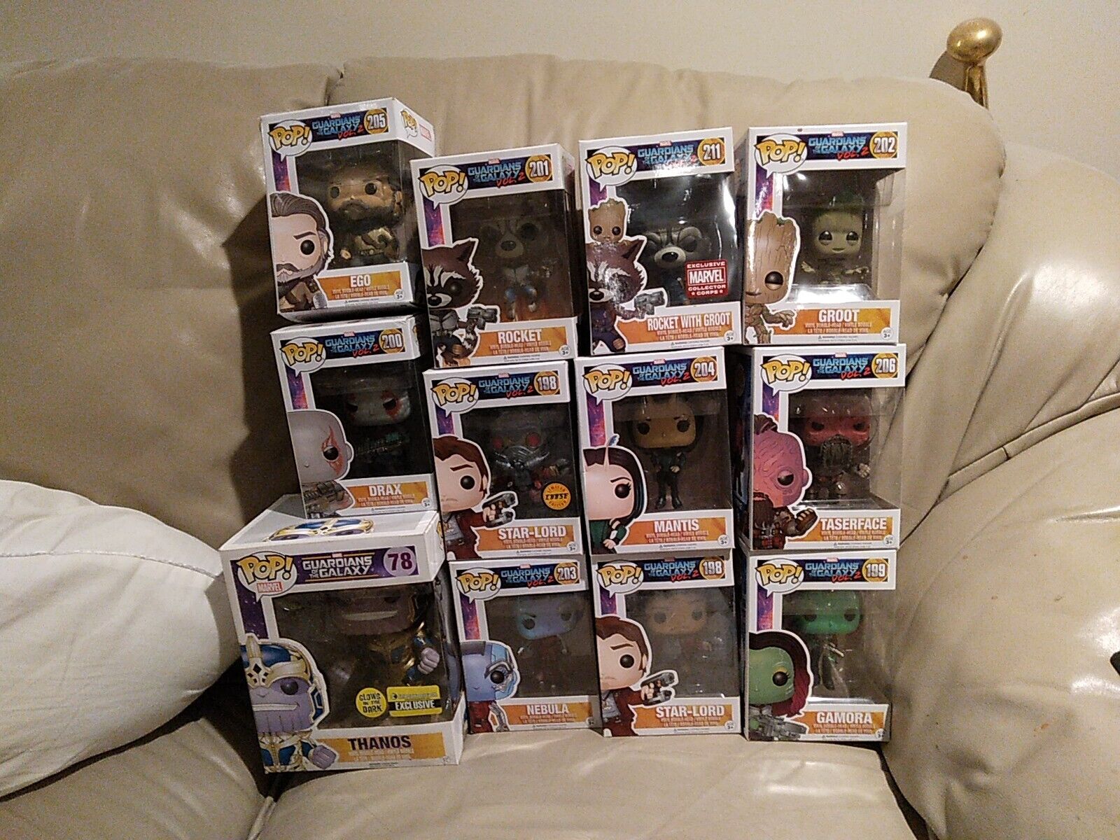 Guardians Of The Galaxy 1 And 2  Funko Pop Lot Of 12 Including  Chase And Thanos