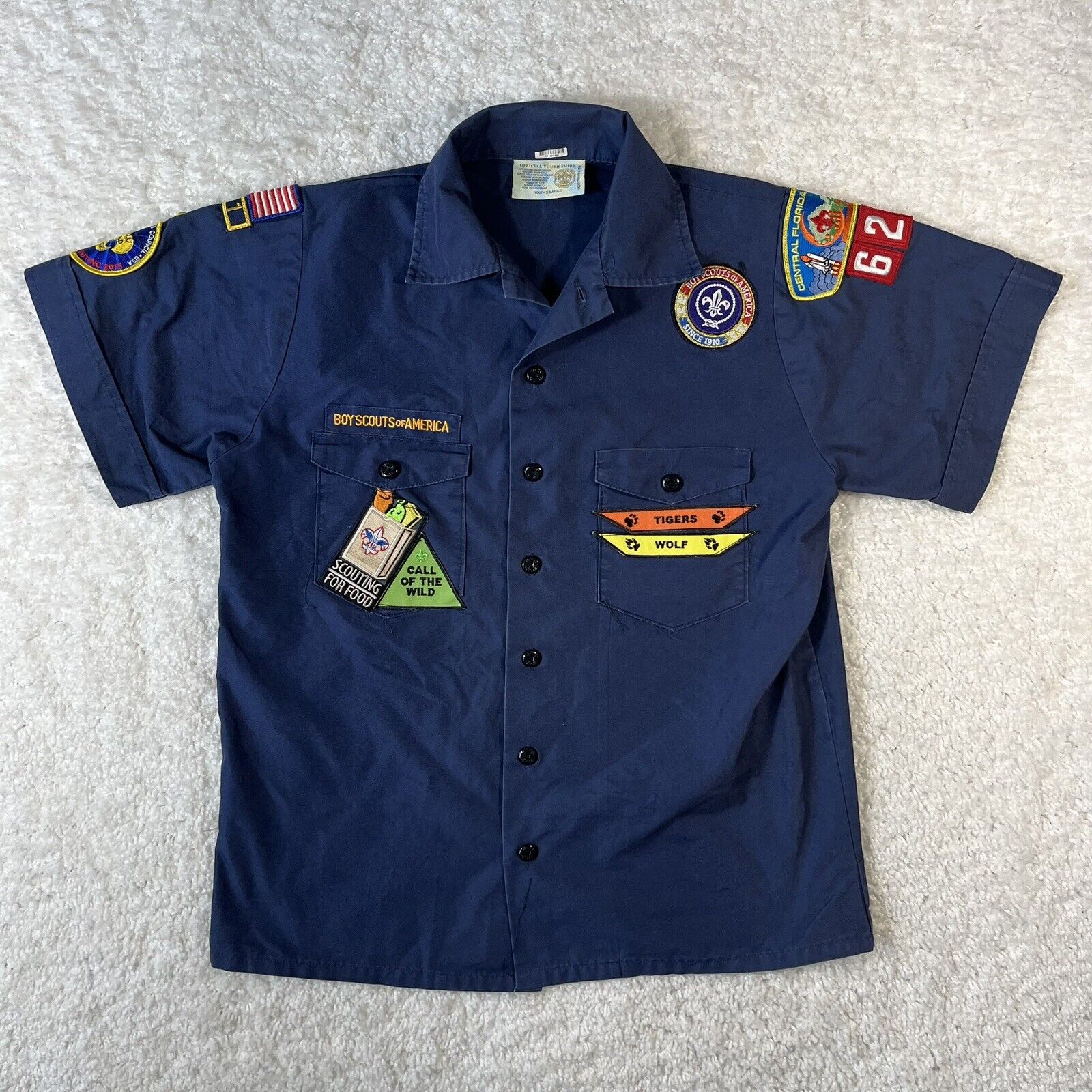 BSA Cub Scouts Uniform Shirt Youth XL Blue Short Sleeve