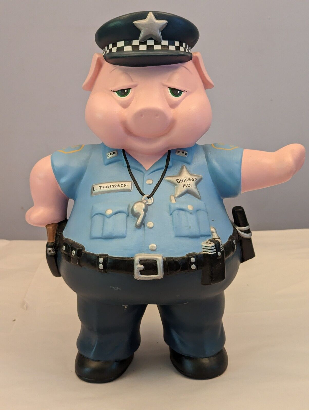 Vintage 1980s Ceramic Police Pig Statue Chicago Traffic Police