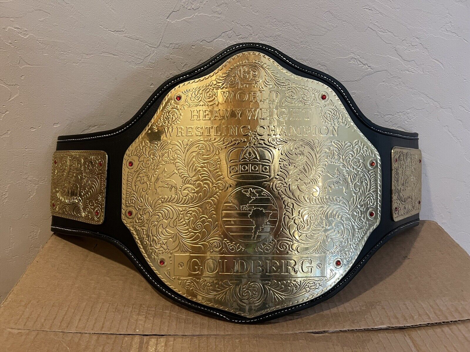 GOLDBERG Signed Inscribed Big Gold WCW WWE Championship Belt PSA/DNA