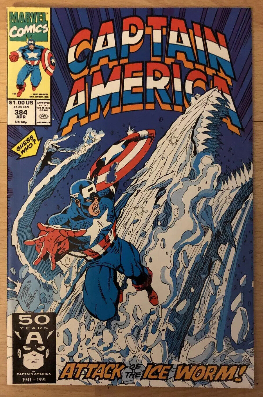 Captain America #384 Gruenwald Story, Lim Art Iceman Thor Ice Worm; Nintendo Ads