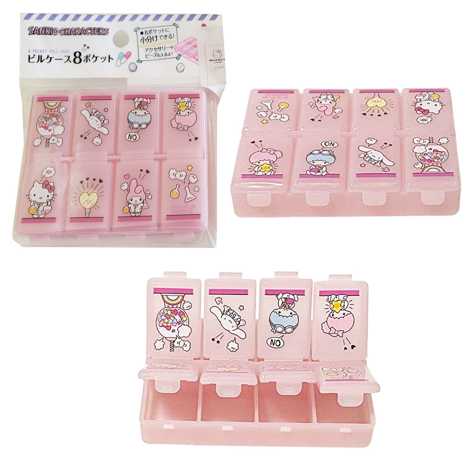 Sanrio Characters Hello Kitty My Melody Little Twin Stars 8 Pocket Pill Case
