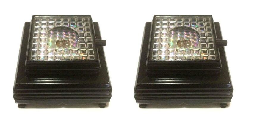 2 PCS 3D Crystal Glass Trophy Laser 3 LED Battery Light Up Stand Base Display #S