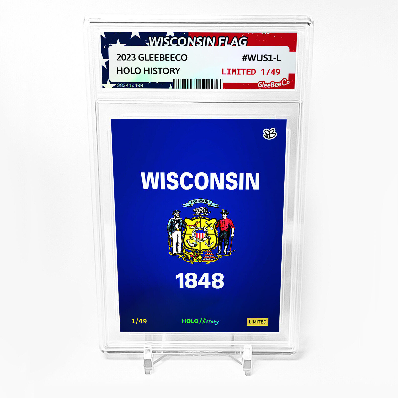 WISCONSIN FLAG U.S. State Flags 2023 GleeBeeCo Card Holographic #WUS1-L /49
