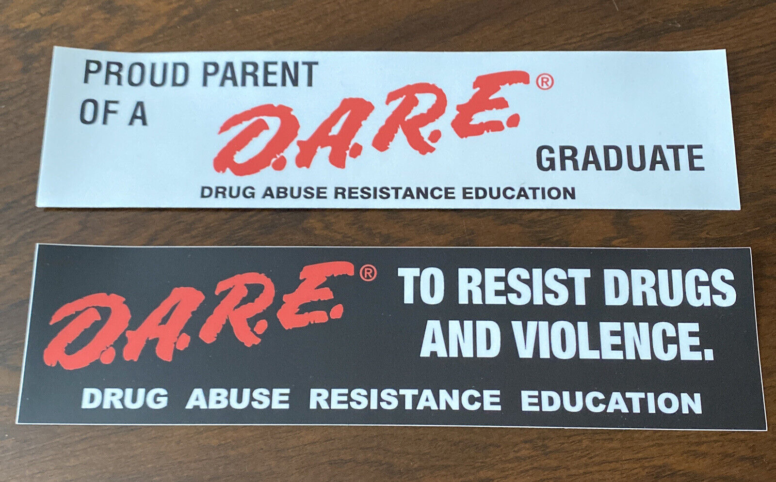 D.A.R.E. Bumper Sticker Set Of 2 DARE Resist Drug Abuse Violence DARE Graduate