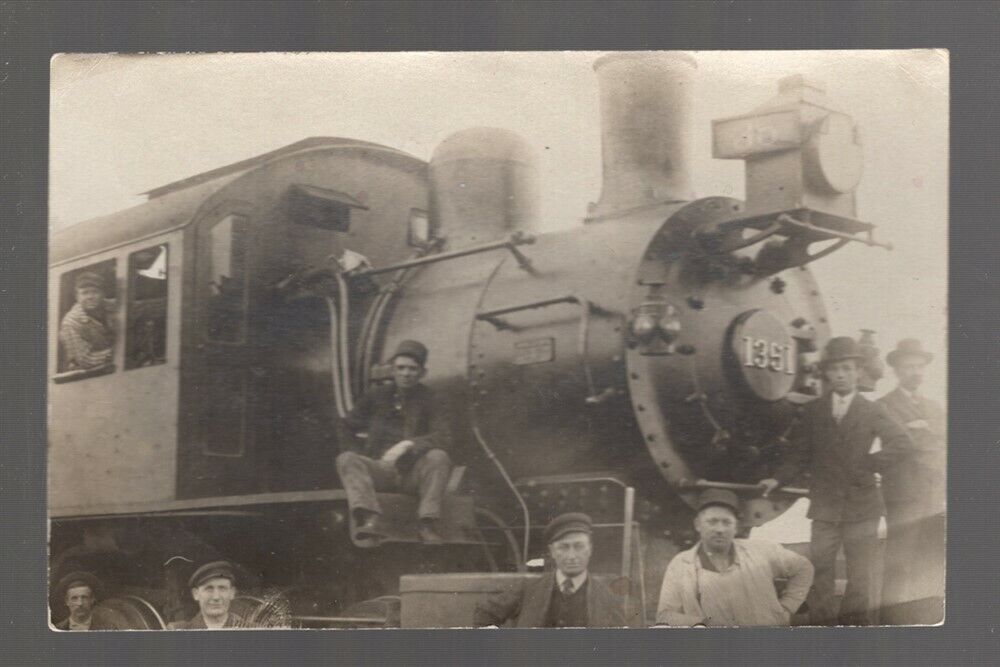 Railroad Postcard:  Locomotive No. 1351 with Crew & Others - Real Picture