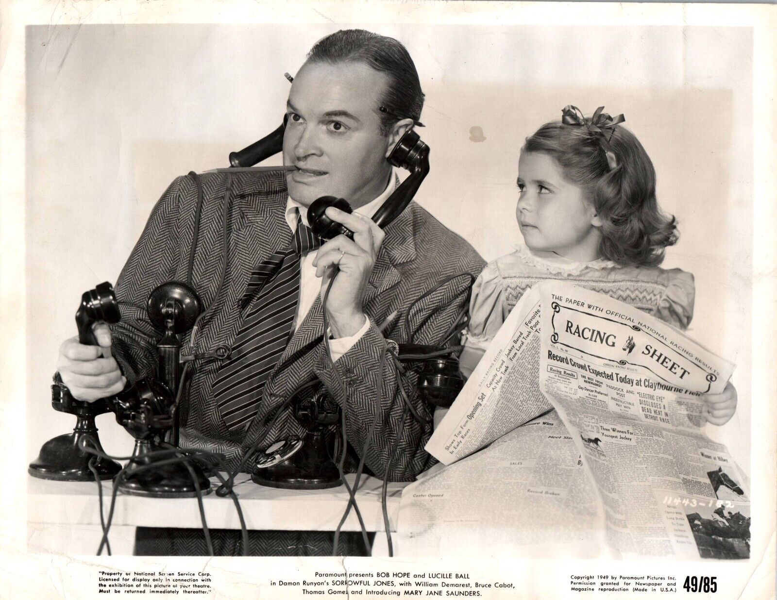 Bob Hope + Mary Jane Saunders in Sorrowful Jones (1949) ❤ Paramount Photo K 359