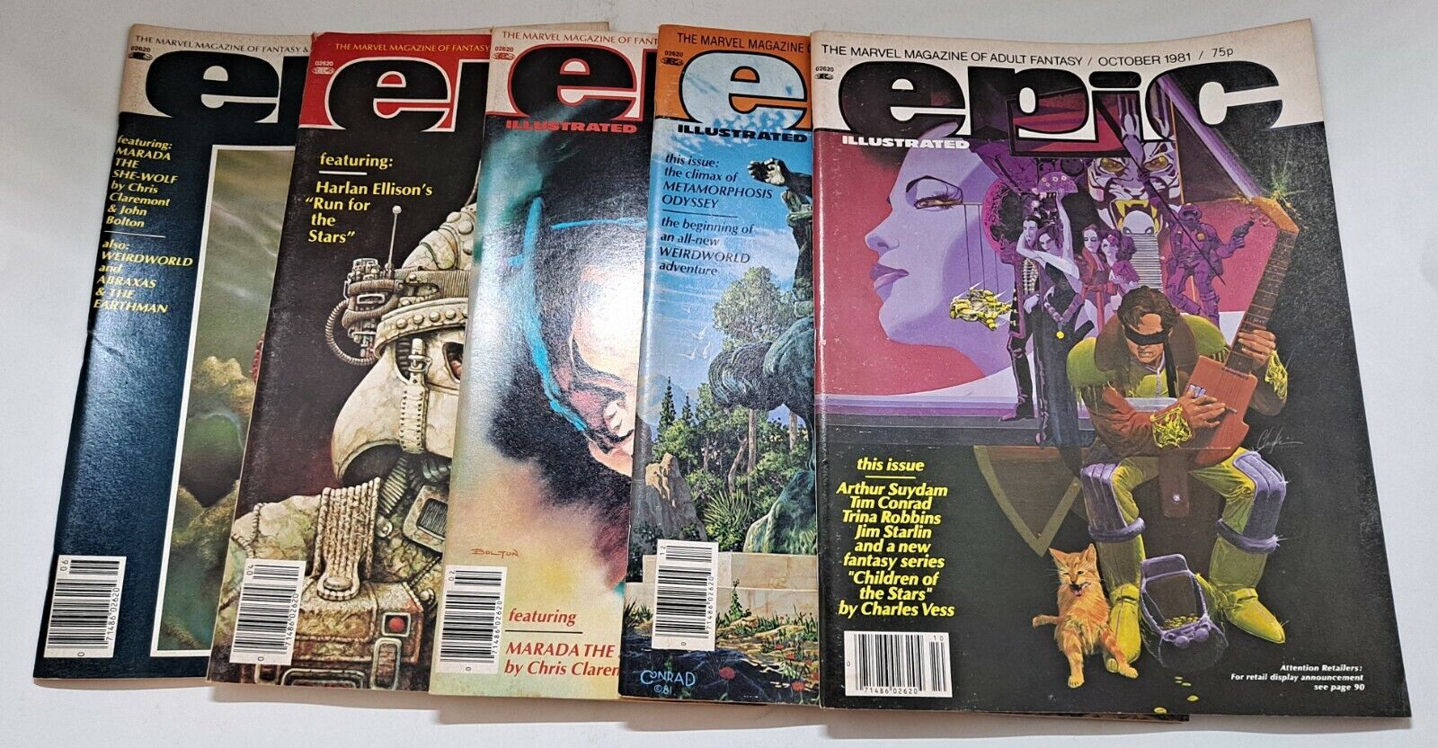 EPIC ILLUSTRATED # 8, 9, 10, 11, 12  1981-82   FIVE ISSUE LOT