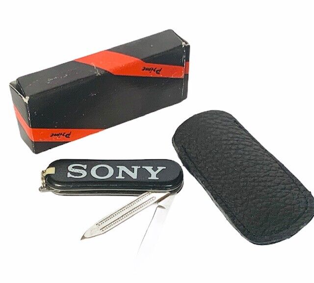 Sony pocket knife swiss army 3 blade case tweezers toothpick RARE wireless vtg 2