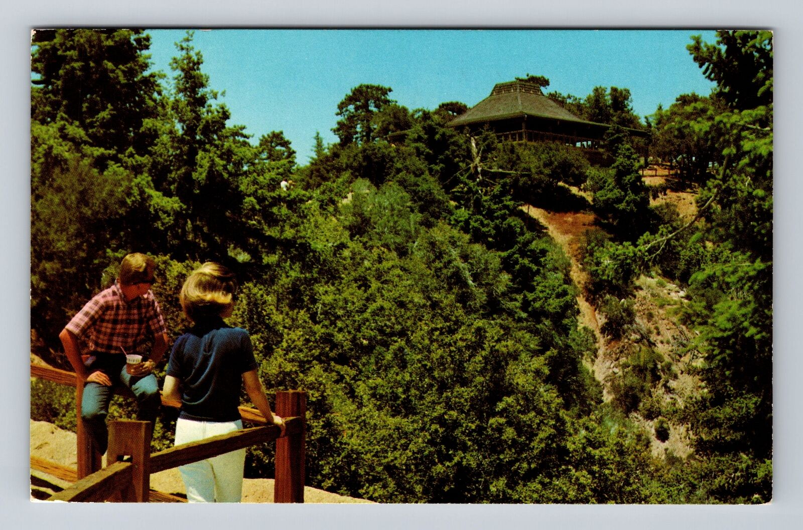 Mt Wilson CA-California, Mt Wilson Skyline Park, Pavilion Vintage c1974 Postcard