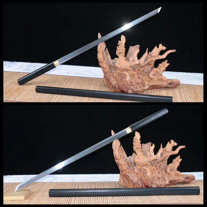 Damascus Folded Steel Handmade Ninja Japanese samurai sword Straight Blade Sharp