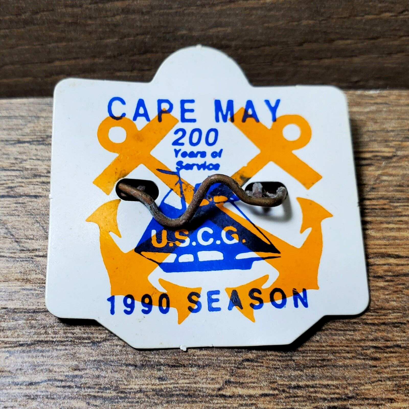 1990 Cape May NJ Seasonal Beach Tag Badge Coast Guard USCG New Jersey
