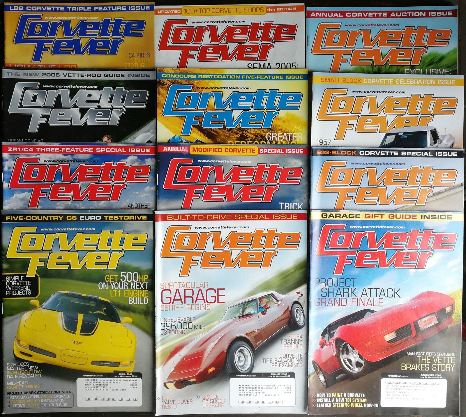 Corvette Fever Magazine 2006 - The Complete Year 12 Full Issues