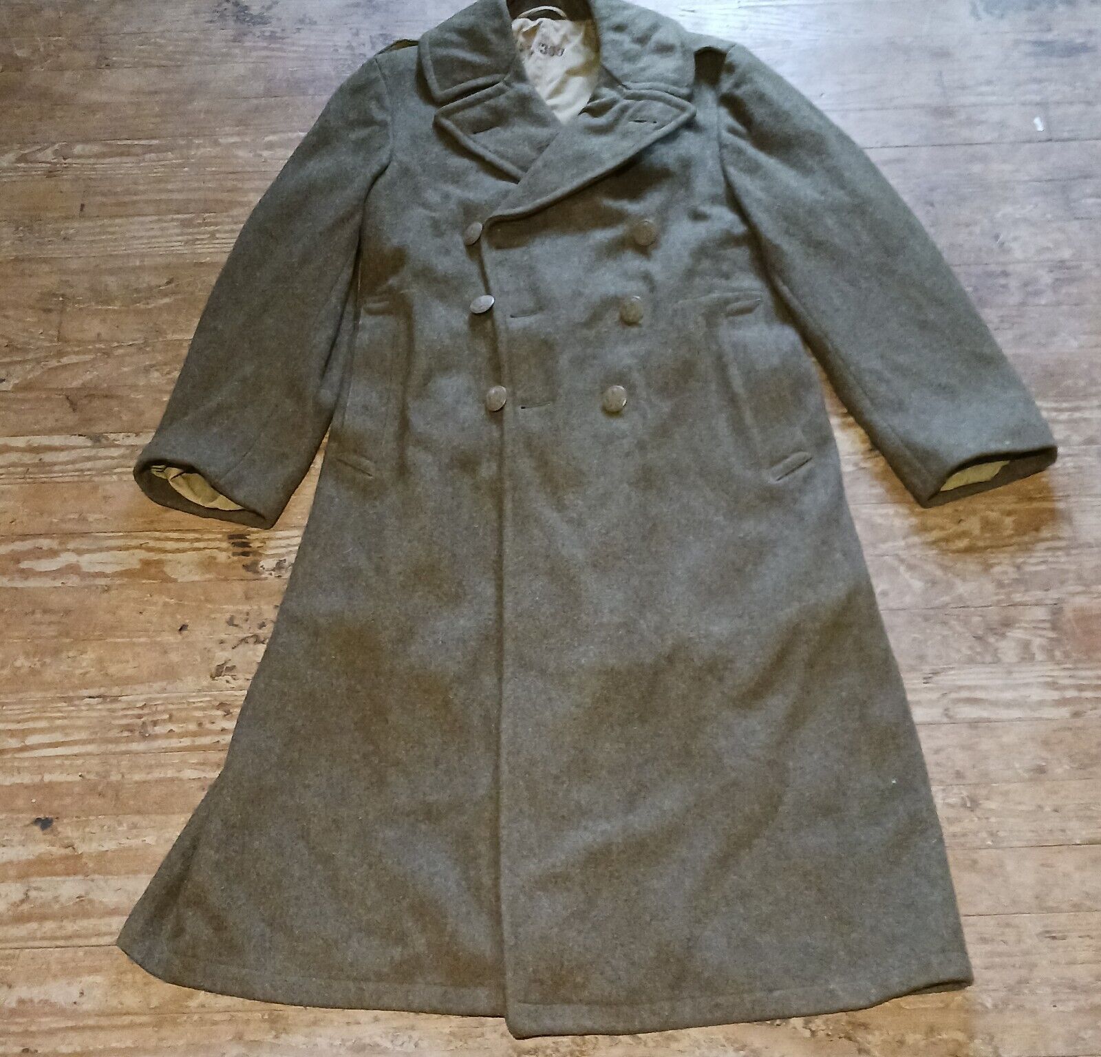 Vtg WWII World War 2 American Wool Trench Coat Sz 38 R GUC Eagle Buttons 1942