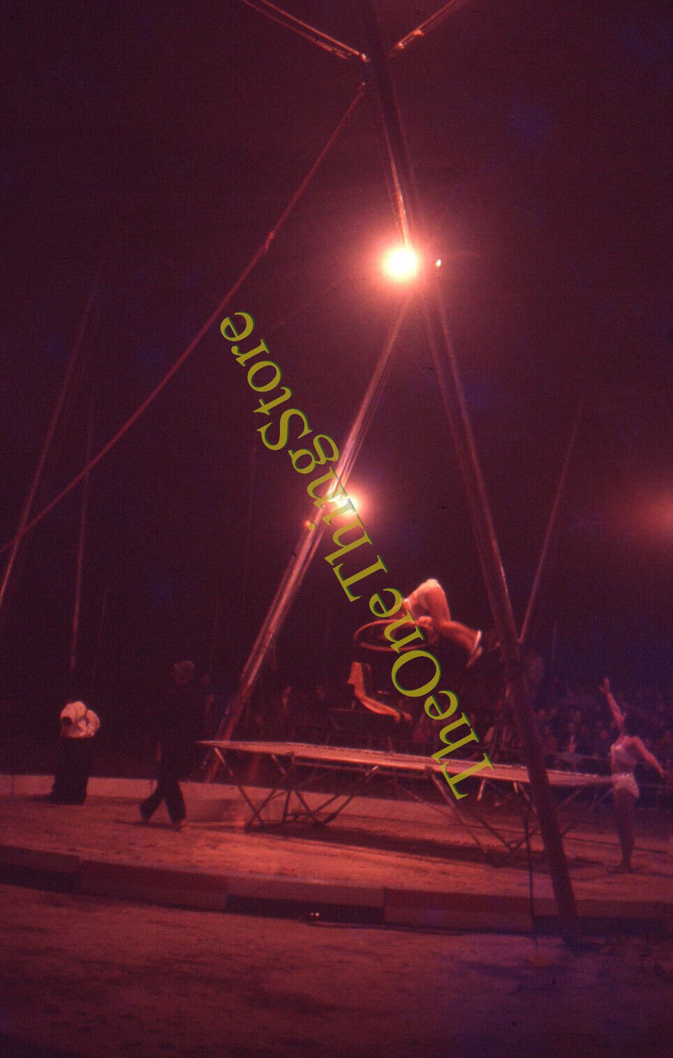 Clyde Beatty Circus Balancing Act Trampoline 1960s 35mm Slide Vtg Tent