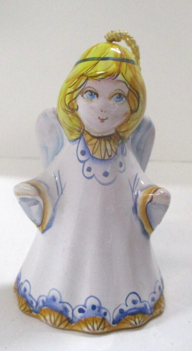 Vintage Pottery Christmas Angel Bell Ornament
