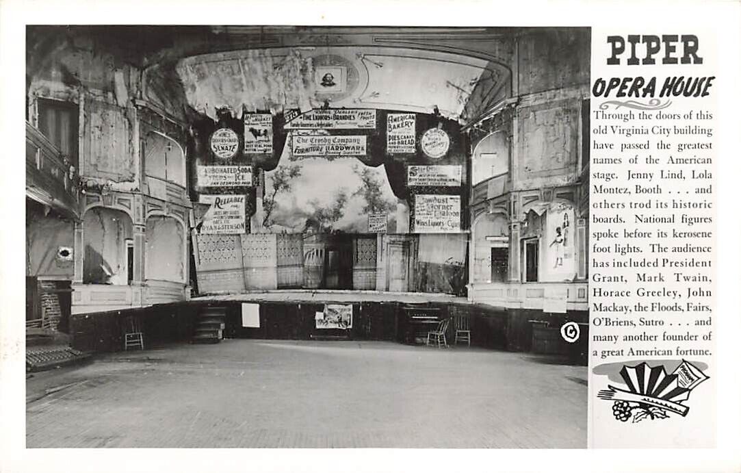 RPPC Pipers Opera House Stage Virginia City Real Photo Nevada P590 A