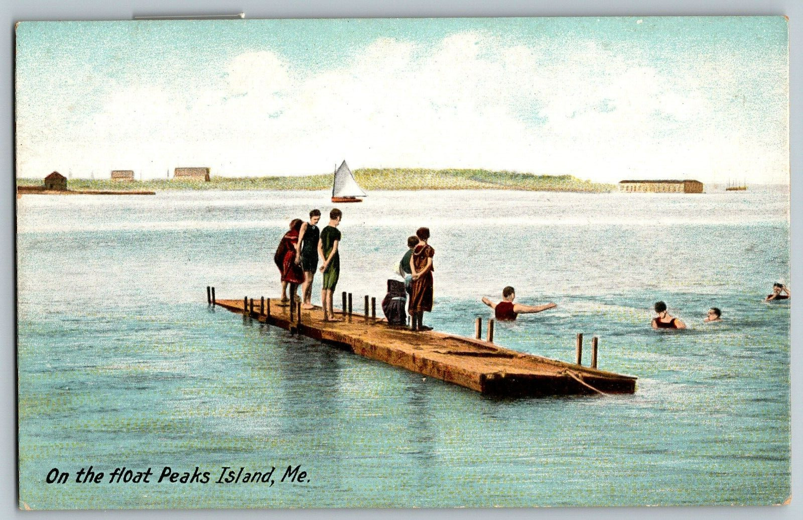 Maine - On the Float Peaks Island - Vintage Postcard - Unposted
