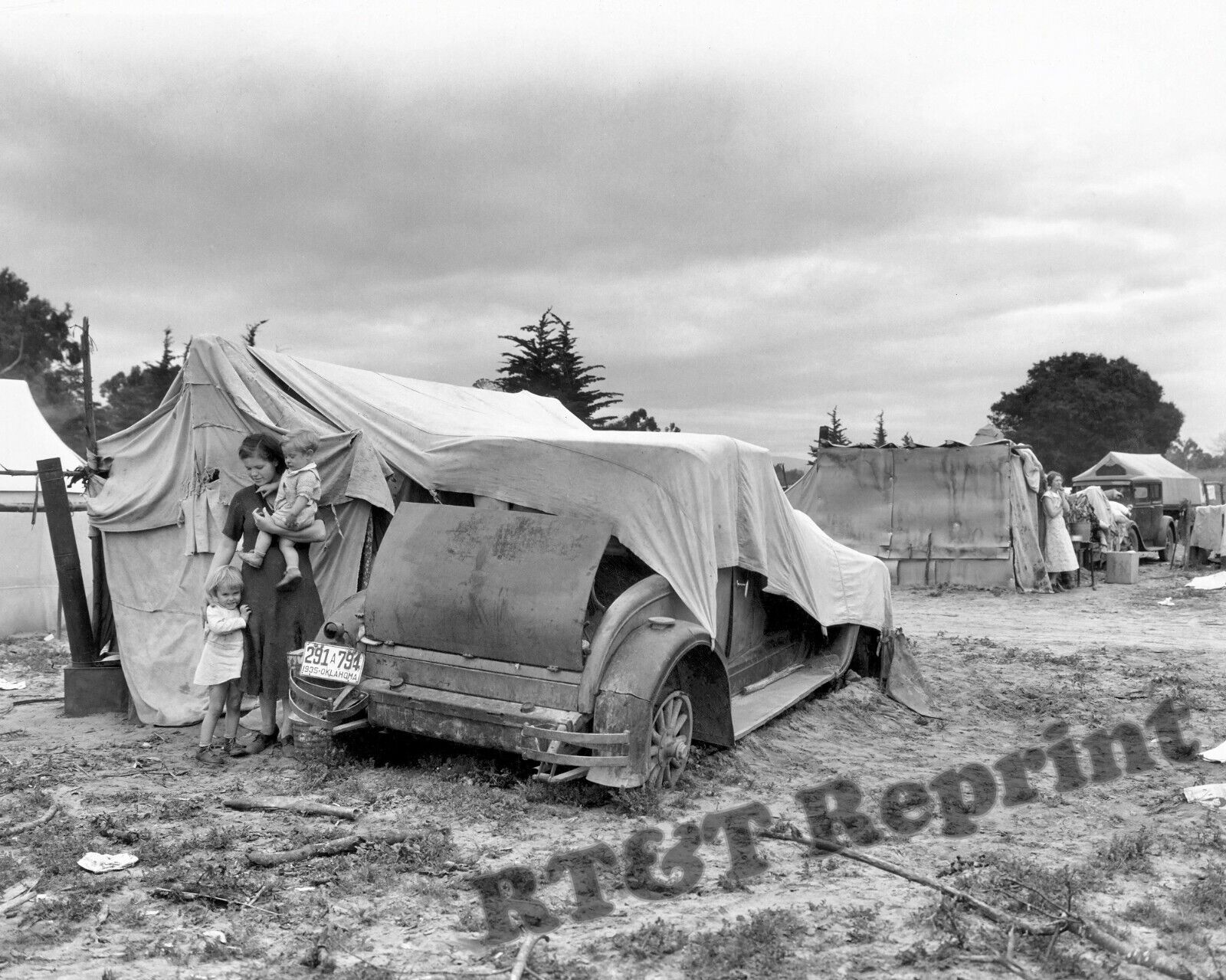 Photograph Oklahoma Migrant Pea Picker Mother in California Year 1936 8x10