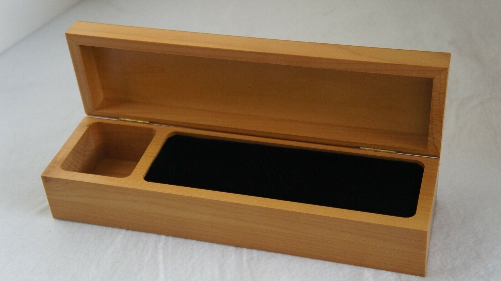 Solid Maple wood Medium Cherry Finish Dip Fountain Pen Box with Velvet Pad